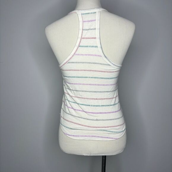 5/$25💜 Pacsun- White Tank Top w/Purple, Blue, Pink Stripes - Picture 2 of 4
